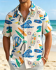 Alohadaddy® Hawaiian Beach Resort Print Art Button Pocket Cardigan Men's Short Sleeve Shirt