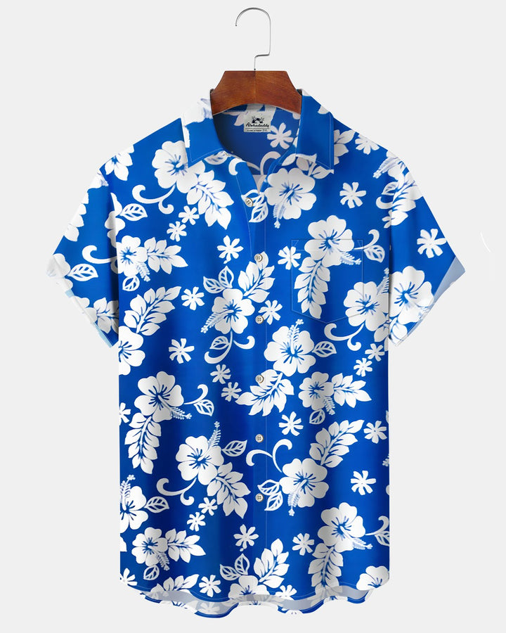 Alohadaddy® Hawaiian Floral Print Art Button Pocket Cardigan Men&