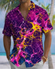 Alohadaddy® Vintage Abstract Art Print Art Button Pocket Cardigan Men's Short Sleeve Shirt