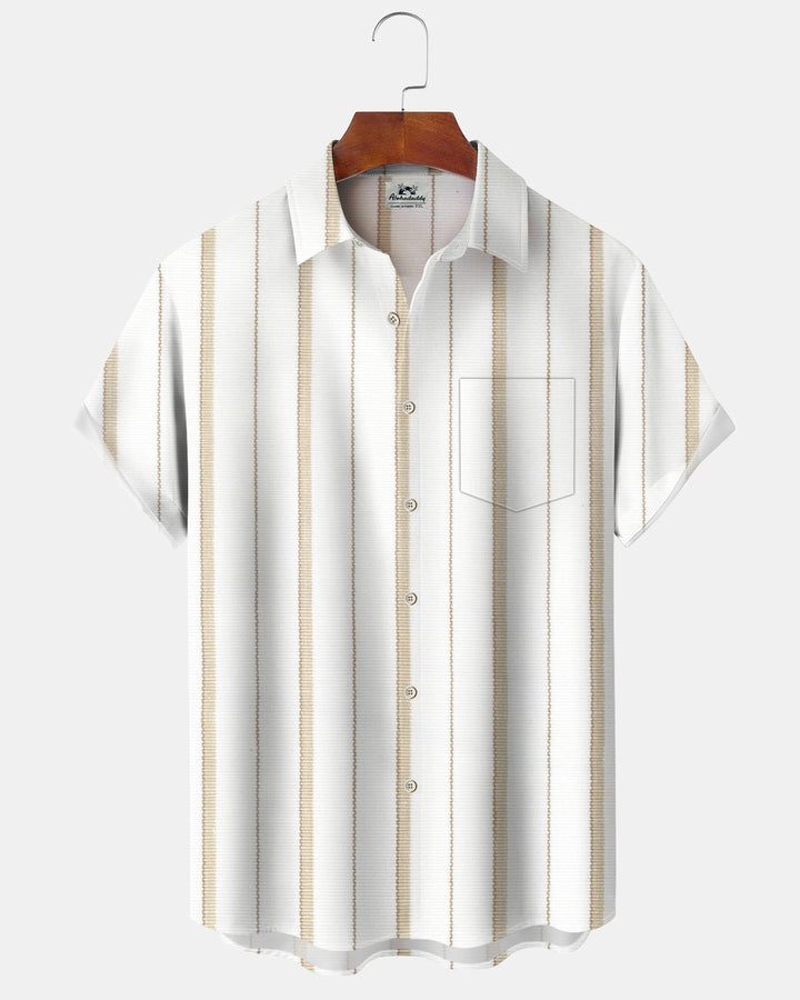 Alohadaddy® Casual Striped Art Print Cardigan with Button Pockets for Men&