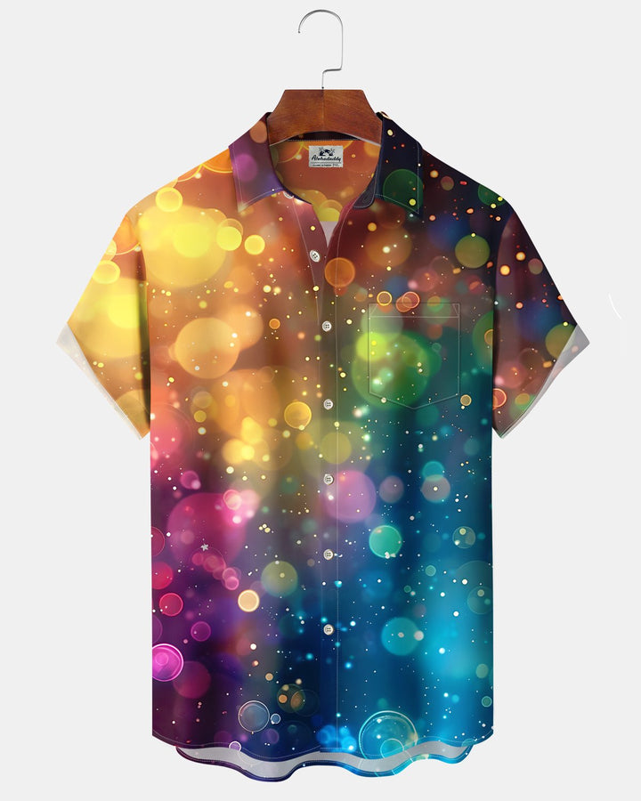 Alohadaddy® Retro Gradient Bubble Print Art Button-Down Cardigan  Men&