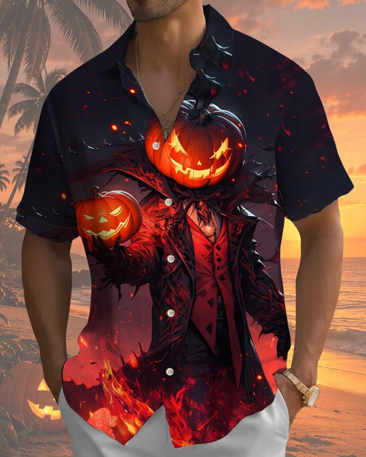 Alohadaddy® Holiday Halloween Graphic Print Button-Down Pocket Cardigan-Style Men&
