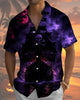 Alohadaddy® Men's Short-Sleeve Button-Down Cardigan Shirt with Vintage Nautical Print and Pocket