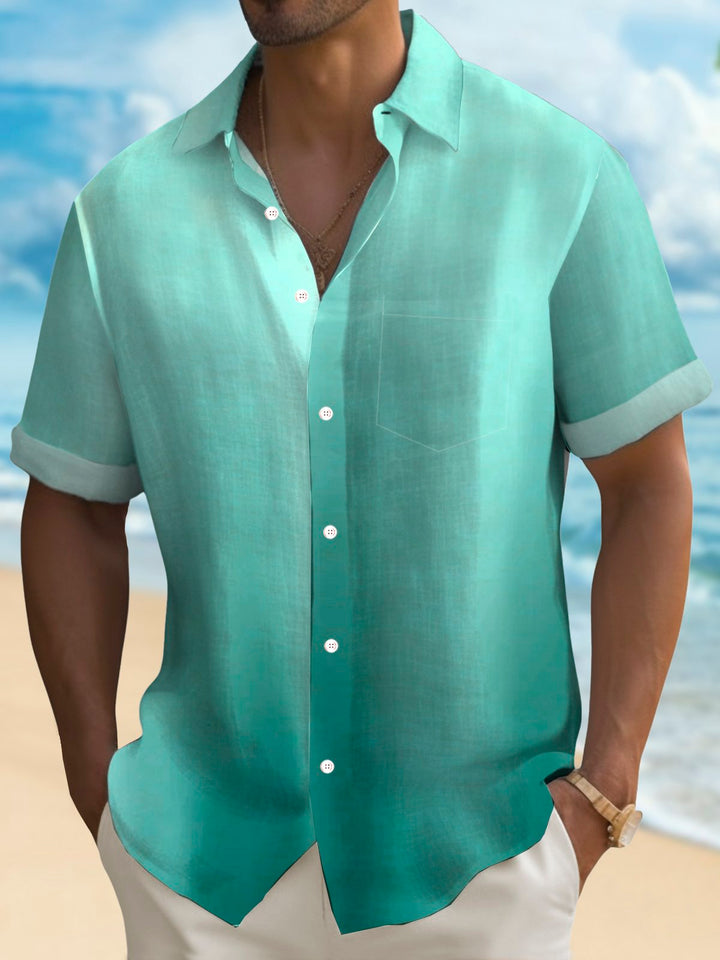 Camisa hawaiana de manga corta con bolsillo abotonado y estampado 3D en degradado hawaiano Alohadaddy para hombre talla grande y alta