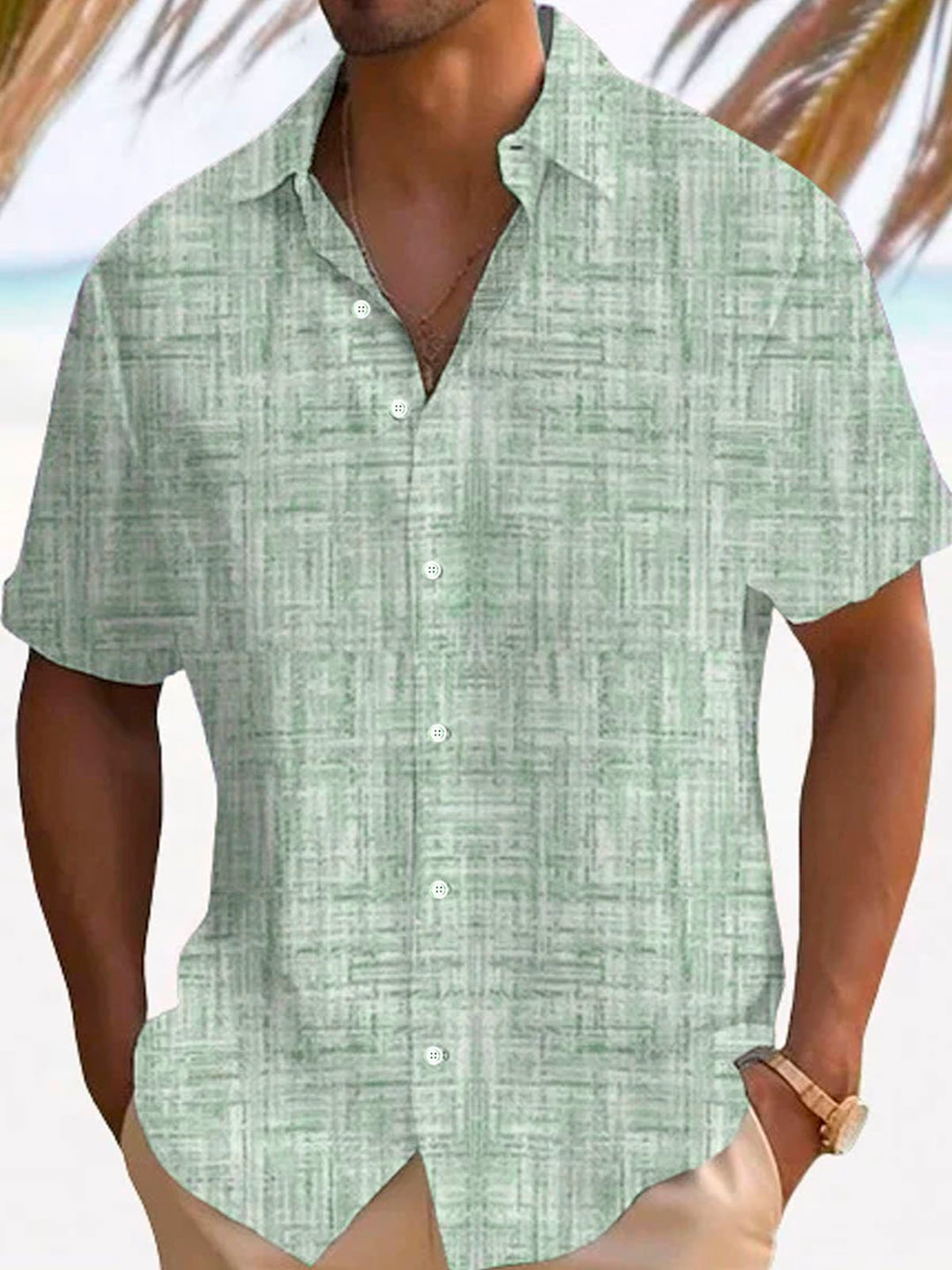 Camisa de manga corta con bolsillos y botones para hombre, con estampado 3D de textura básica retro de Alohadaddy, tallas grandes y altas