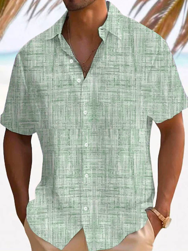 Camisa de manga corta con bolsillos y botones para hombre, con estampado 3D de textura básica retro de Alohadaddy, tallas grandes y altas