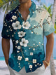 Alohadaddy Hawaiian Casual Flowers Asymmetric Art Print Buttons Pockets Cardigan Stretch Oversized Short Sleeves Shirt