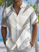 Alohadaddy Casual Stripes Art Print Moisture Wicking Chest Pocket Hawaiian Short Sleeve Shirt