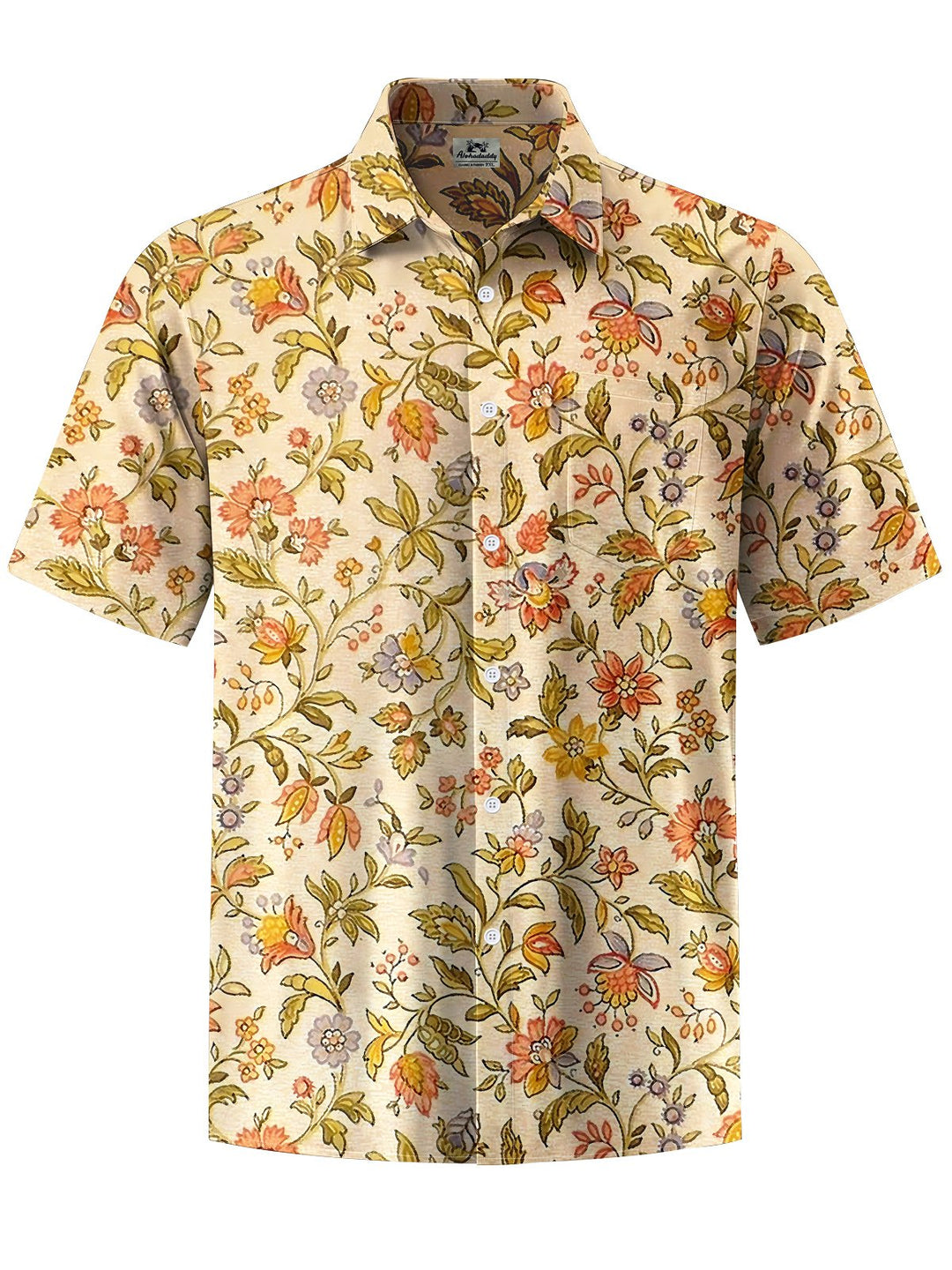Alohadaddy® Vintage Floral Print Chest Pocket Men&