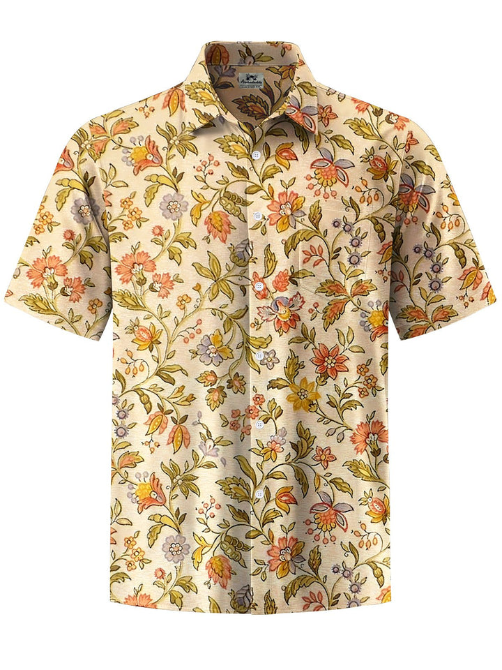Alohadaddy® Vintage Floral Print Chest Pocket Men&
