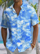 Alohadaddy® Hawaii Sky Art Print Chest Pocket Moisture Wicking Men's Short Sleeve Shirt Big & Tall