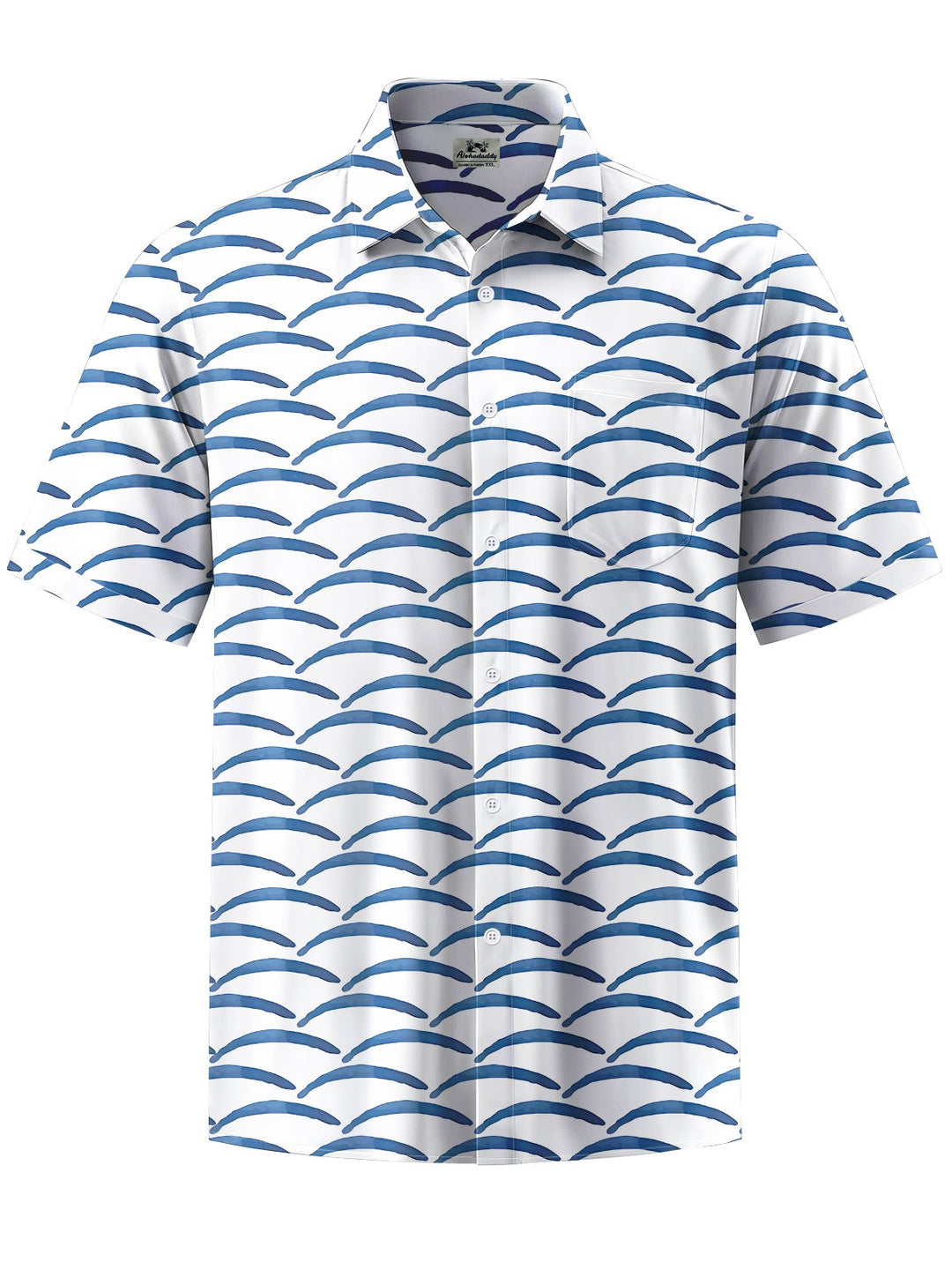 Alohadaddy® Casual Stripe Art Print Chest Pocket Men&