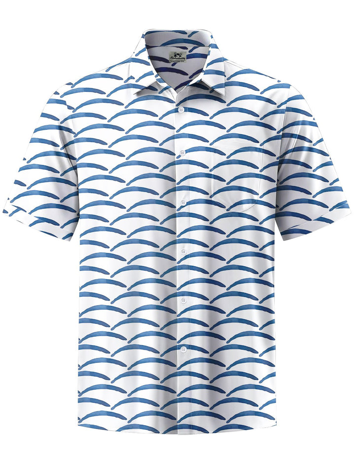 Alohadaddy® Casual Stripe Art Print Chest Pocket Men&