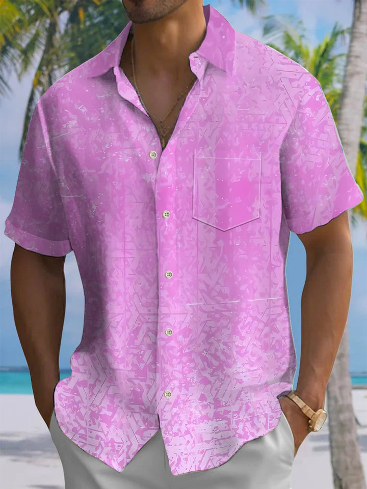 Alohadaddy® Hawaiian Abstract Gradient Art Print Chest Pocket Mens Short Sleeve Shirts Big &amp; Tall