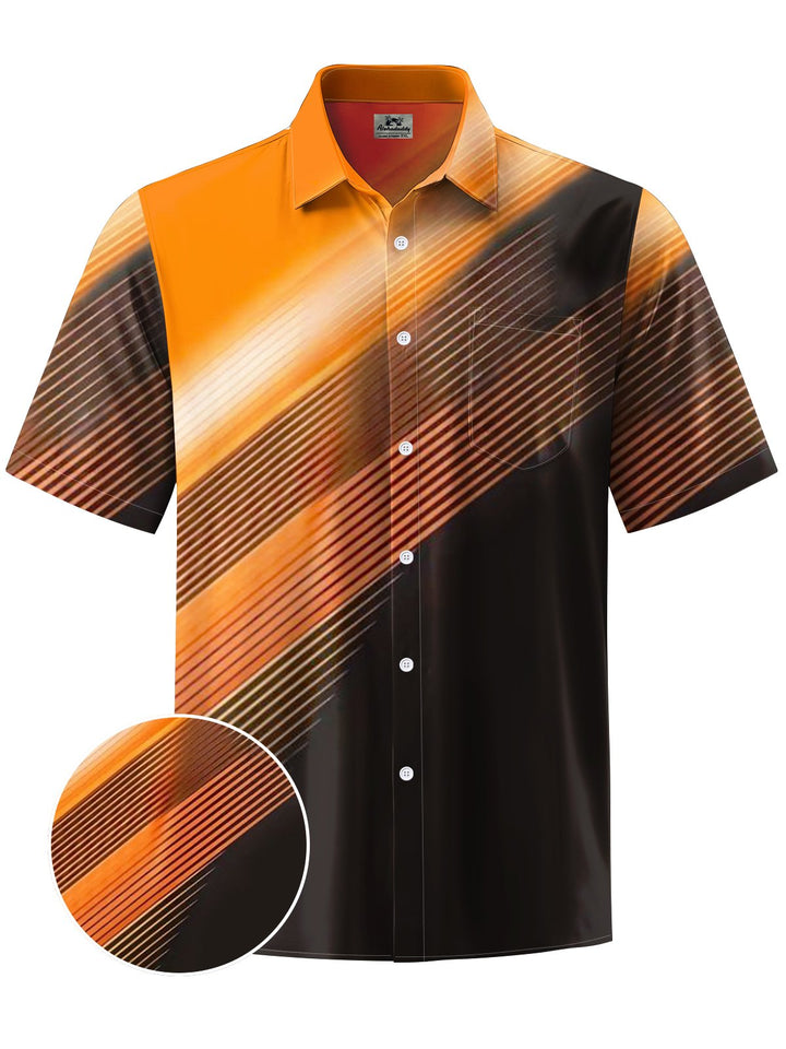 Alohadaddy® Casual Stripes Gradient Art Print Chest Pocket Men&