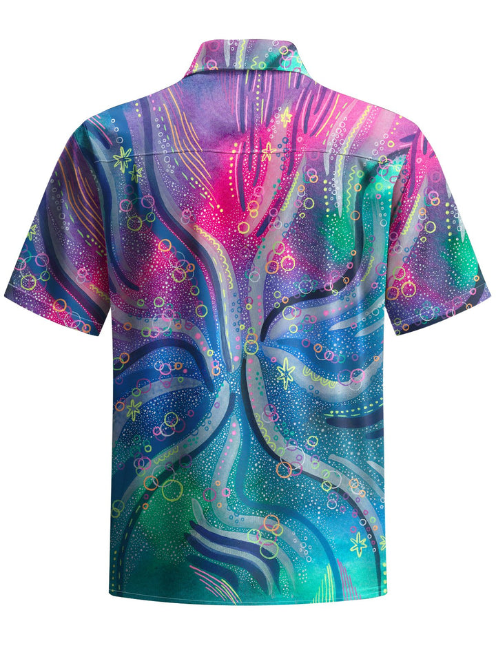 Alohadaddy® Hawaiian Abstract Art Print Chest Pocket Men&