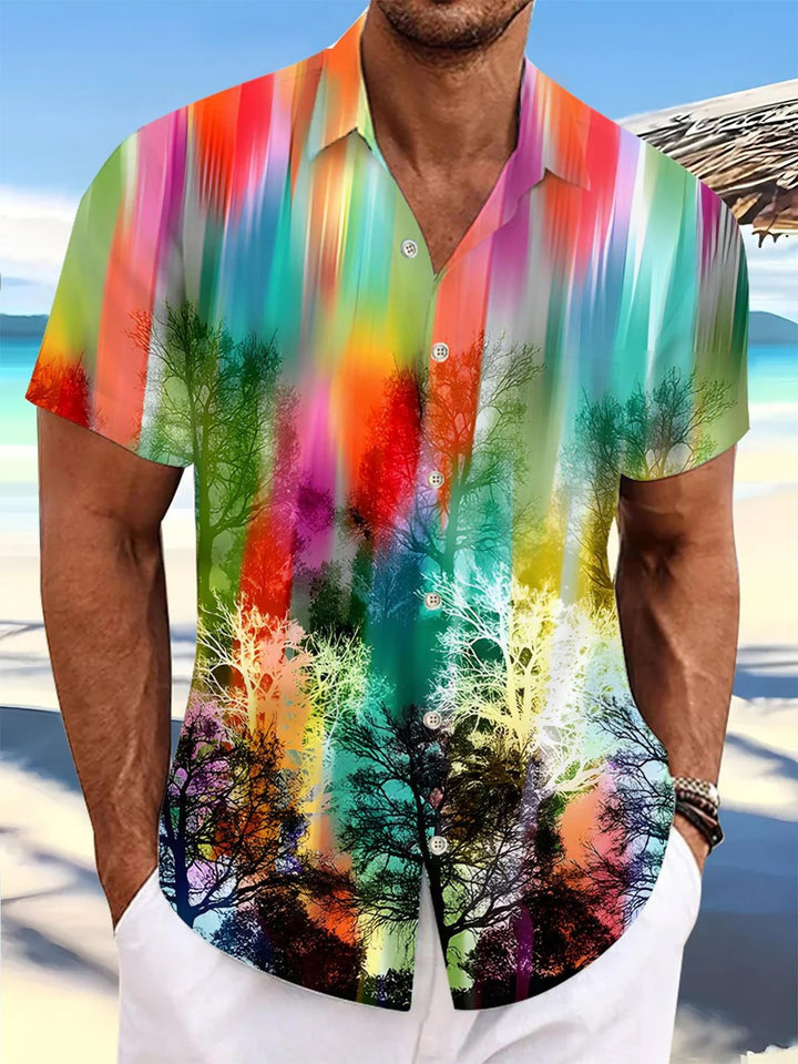 Alohadaddy® Hawaii Tree Art Print Moisture Wicking Mens Short Sleeve Shirt Big &amp; Tall