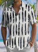 Alohadaddy® Casual Stripe Art Print Chest Pocket Men's Short Sleeve Shirt Big & Tall
