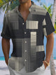 Alohadaddy® Casual Stripe Geometric Art Print Chest Pocket Men's Short Sleeve Shirt Big & Tall