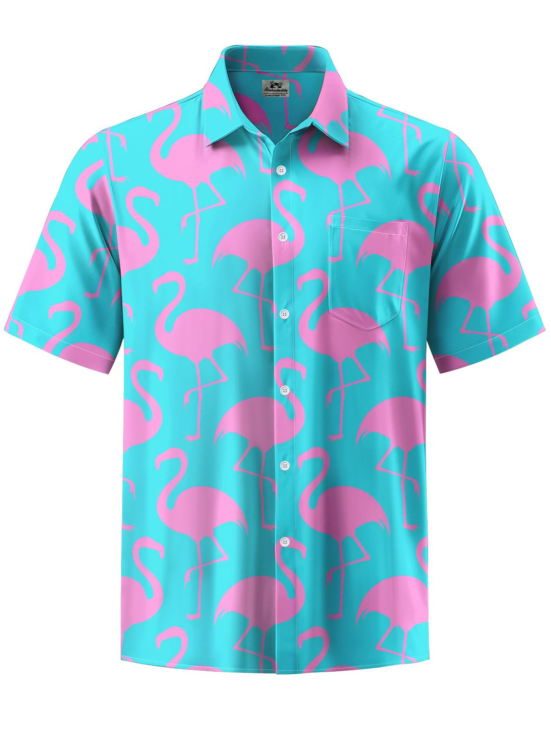Alohadaddy® Hawaiian Flamingo Art Print Chest Pocket Men&