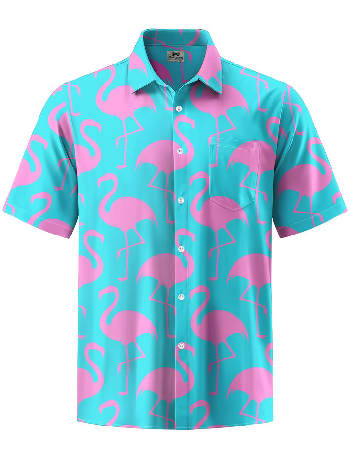 Alohadaddy® Hawaiian Flamingo Art Print Chest Pocket Men&