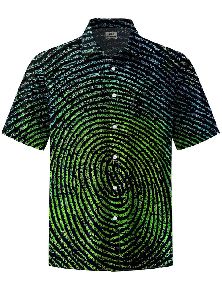 Alohadaddy® Casual Print Stripe Contrast Art Print Chest Pocket Men&