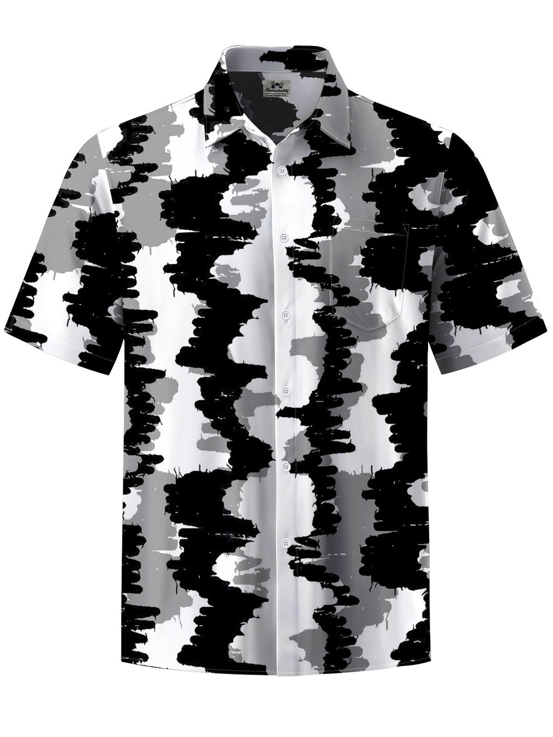 Alohadaddy® Casual Stripe Geometric Art Print Chest Pocket Men&