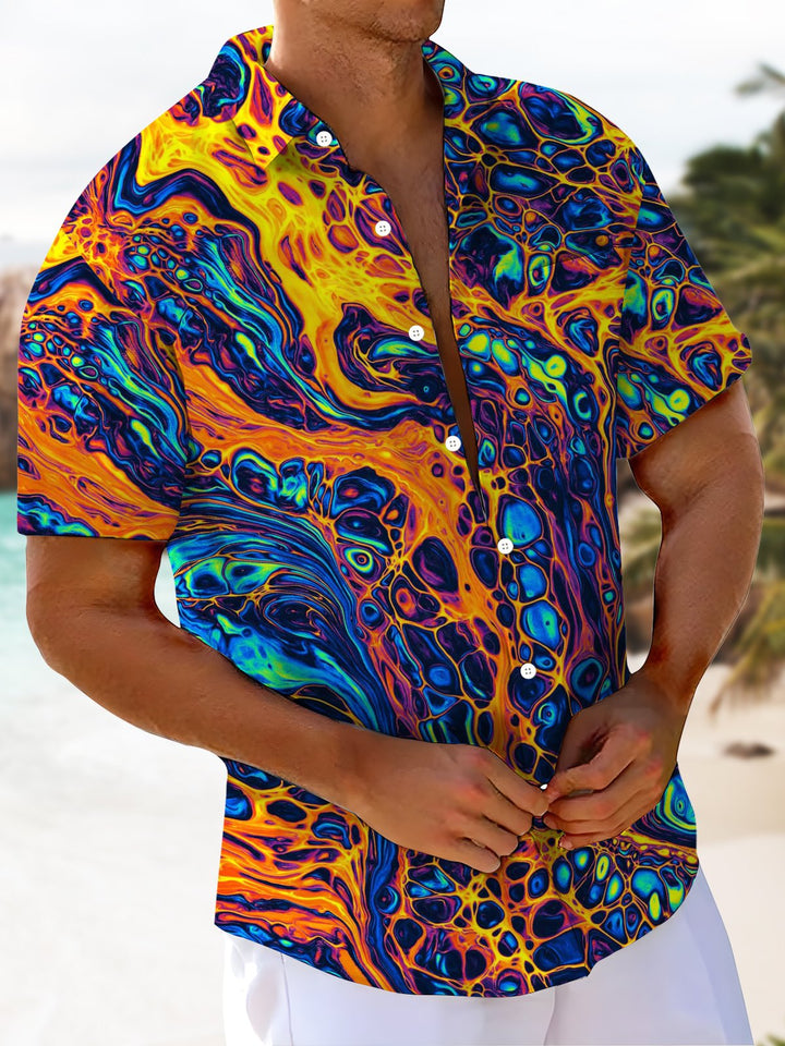 Alohadaddy® Hawaiian Abstract Texture Art Print Chest Pocket Men&