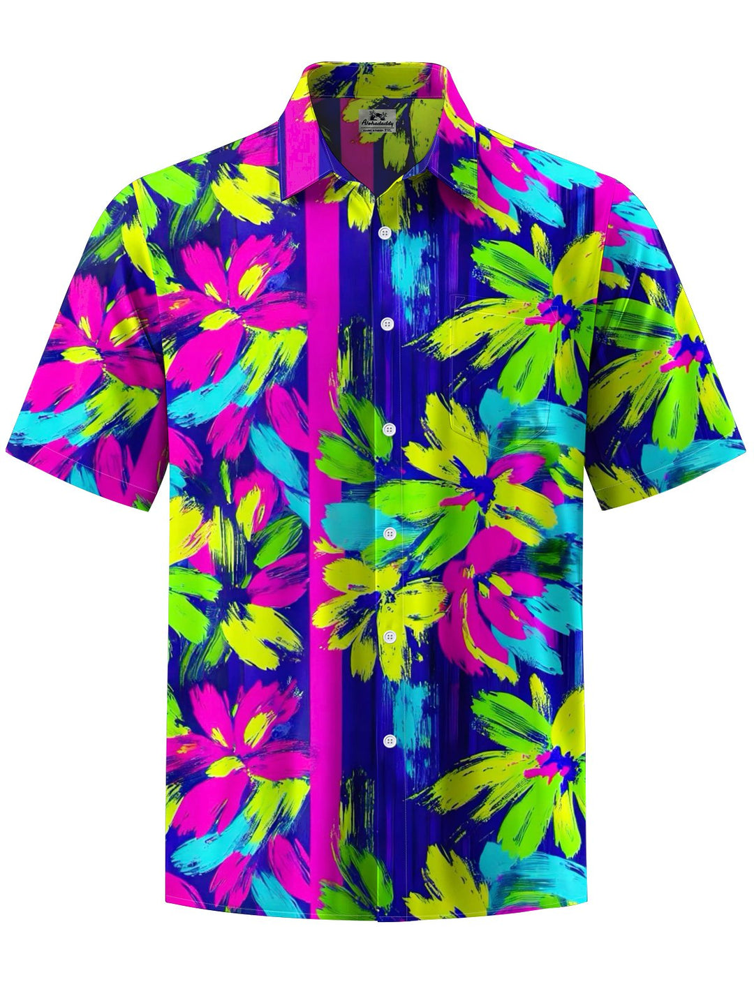 Alohadaddy® Hawaiian Floral Painting Art Print Chest Pocket Men&