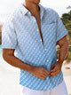 Alohadaddy® Hawaiian Plaid Ombre Art Print Chest Pocket Men's Short Sleeve Shirt Big & Tall