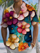 Alohadaddy® Vintage Floral Art Print Chest Pocket Men's Short Sleeve Shirt Big & Tall