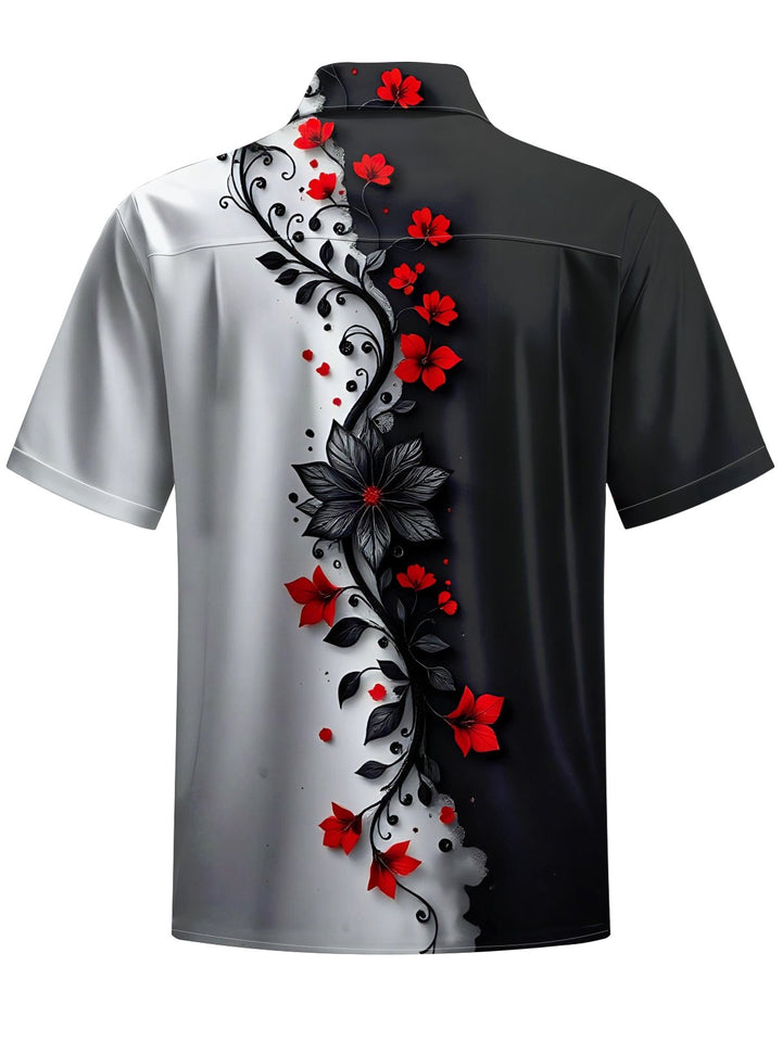 Alohadaddy® Casual Contrast Pattern Art Print Chest Pocket Men&