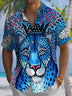 Alohadaddy® Casual Leopard Print Art Print Chest Pocket Men's Stretch Short Sleeve Shirt Big & Tall