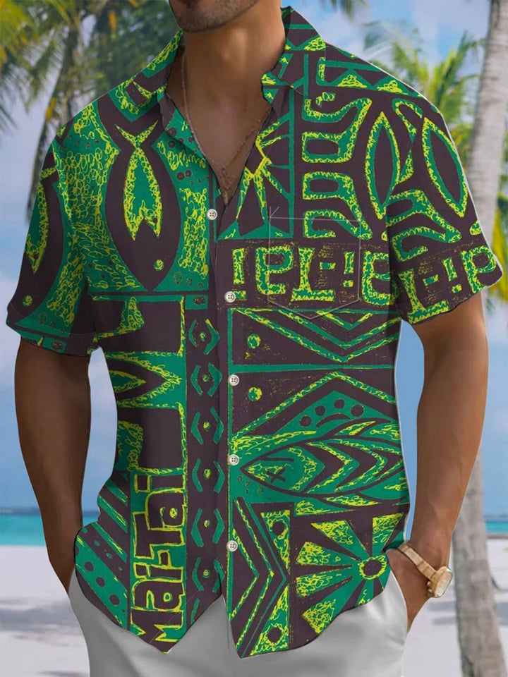 Alohadaddy® Vintage Tiki Marble Art Print Pocket Stretch Men&