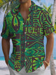 Alohadaddy® Vintage Tiki Marble Art Print Pocket Stretch Men's Short Sleeve Shirt Big & Tall