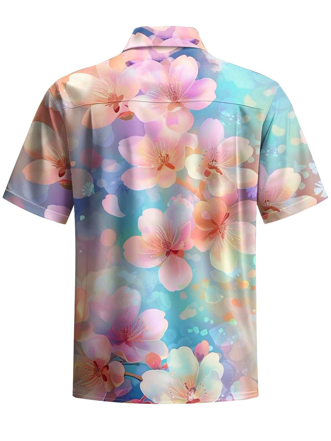 Alohadaddy® Hawaiian Flower Art Print Chest Pocket Stretch Men&