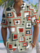 Alohadaddy® Casual Geometric Art Print Chest Pocket Stretch Men's Short Sleeve Shirt Big & Tall