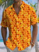 Alohadaddy® Casual Geometric Honeycomb Print Art Pocket Stretch Men's Short Sleeve Shirt Big & Tall