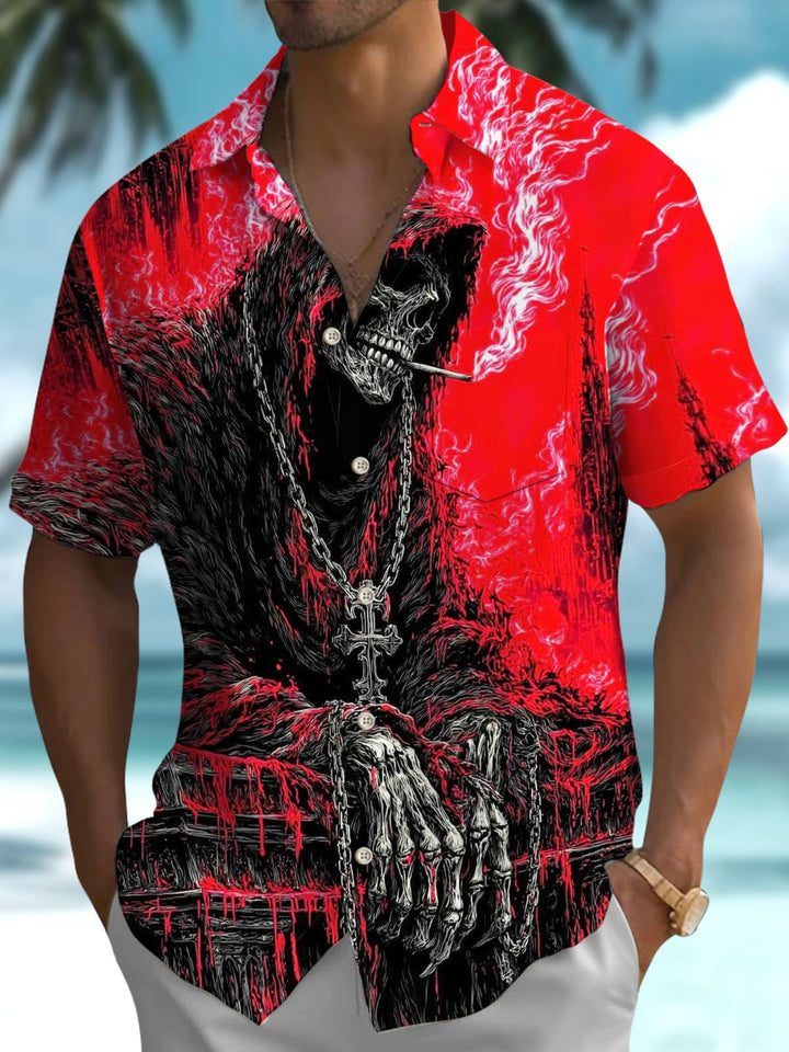 Alohadaddy® Halloween Skull Print Art Pocket Stretch Men&