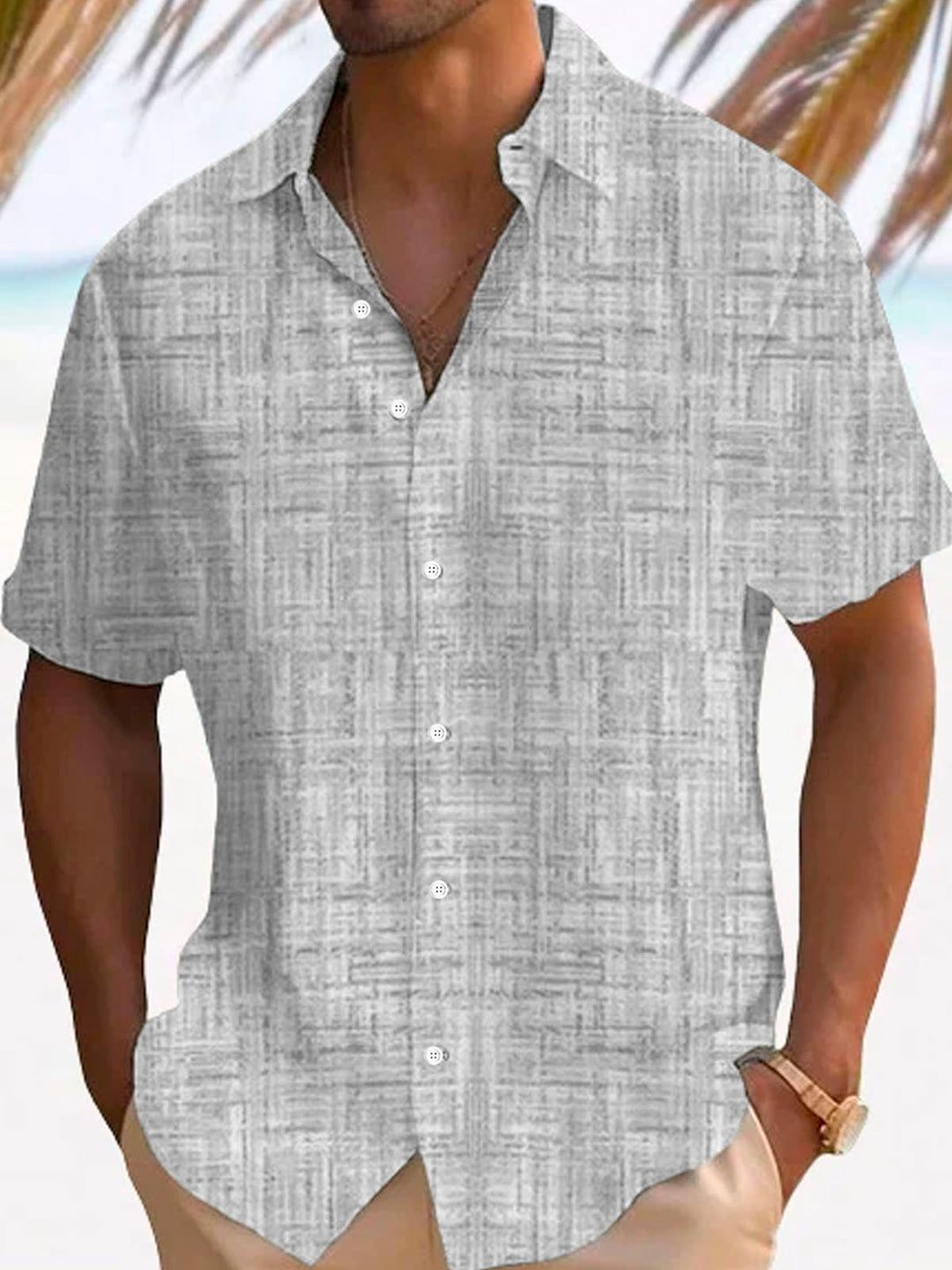 Camisa de manga corta con bolsillos y botones para hombre, con estampado 3D de textura básica retro de Alohadaddy, tallas grandes y altas