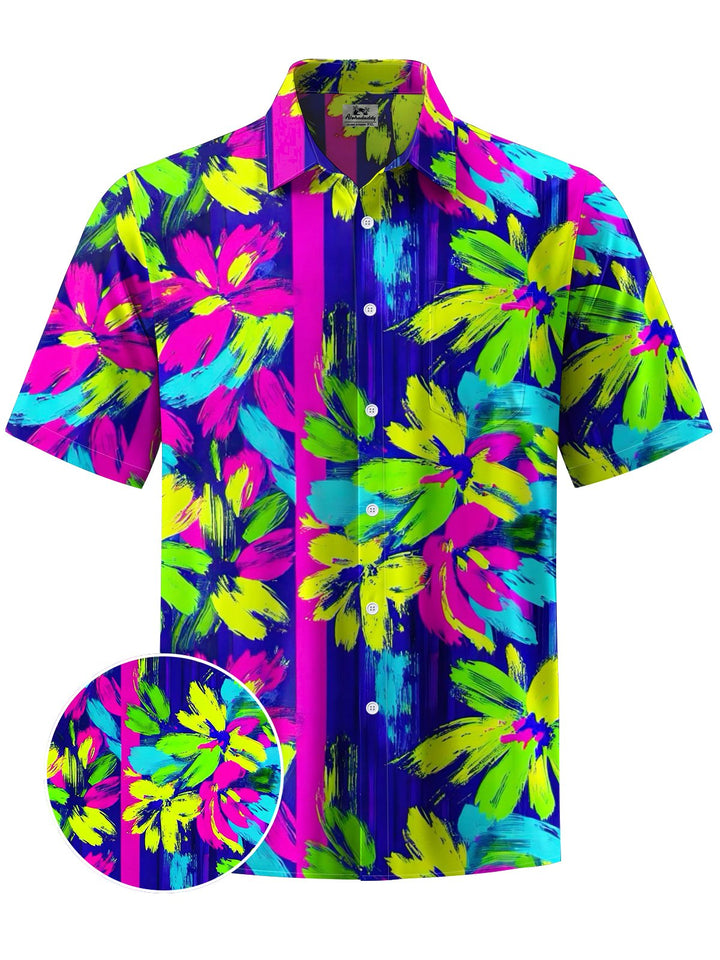 Alohadaddy® Hawaiian Floral Painting Art Print Chest Pocket Men&