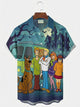 Alohadaddy® Hawaiian Retro  Cartoon Print Men's Button-Down Short-Sleeve Shirt Big & Tall