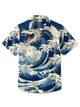 Alohadaddy Men's Vintage Japanese Ukiyoe Wave Dragon Hawaiian Shirt
