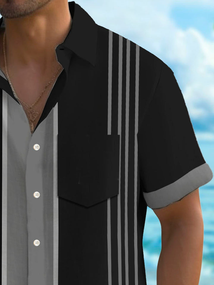 Alohadaddy Retro Bowling Stripe Print Men&