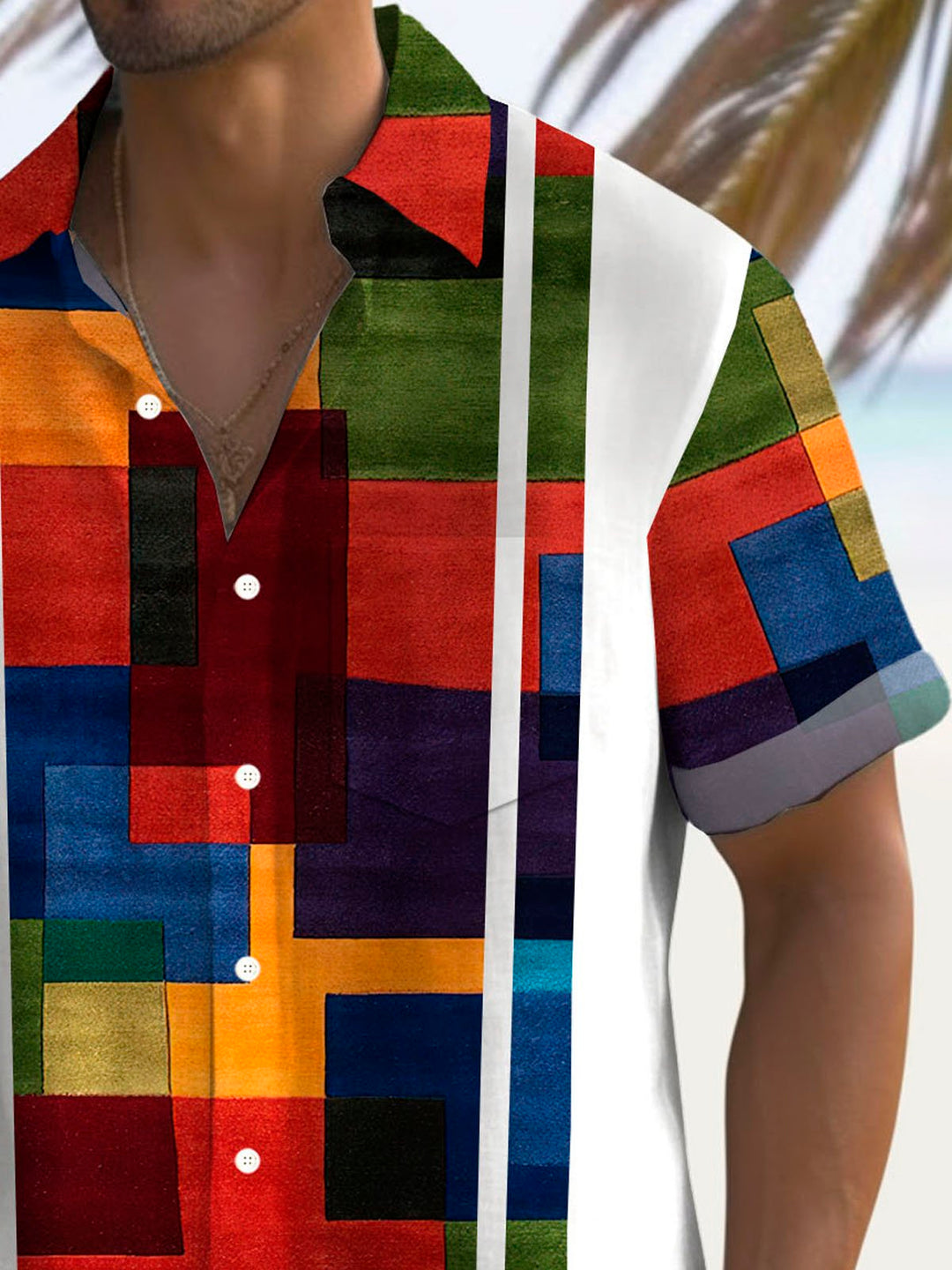 Alohadaddy Retro Color Block 3D Geometric Print Men&