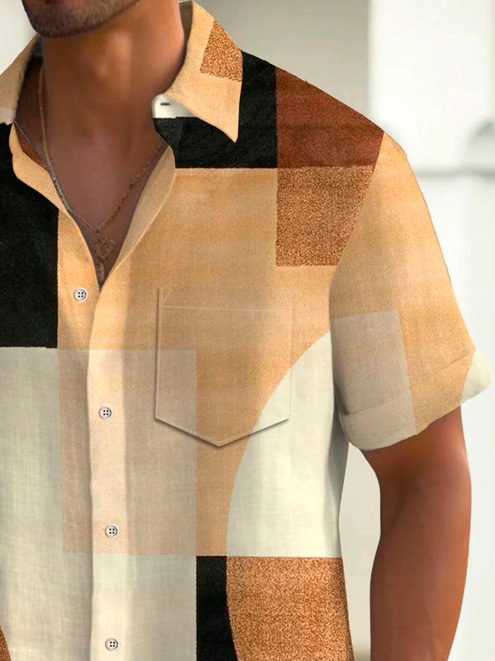 Alohadaddy Retro Geometric Color Block Print Men&