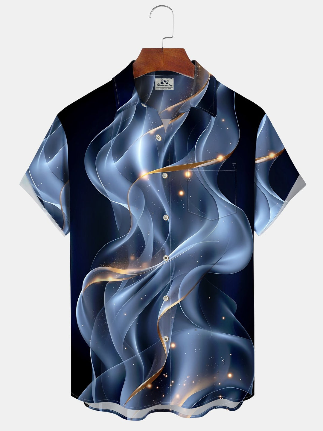 Alohadaddy® Casual Abstract Textured Print Chest Pocket Stretch Oversized Men&
