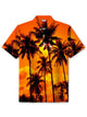 Alohadaddy® Hawaiian Palm Tree Print Button Lapel Elastic Large Size Short Sleeve Polo Shirt