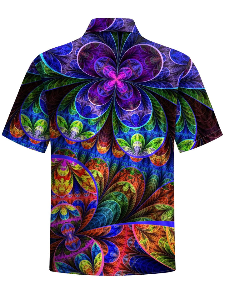 Alohadaddy® Casual Abstract Flowers Print Art Chest Pocket Men&