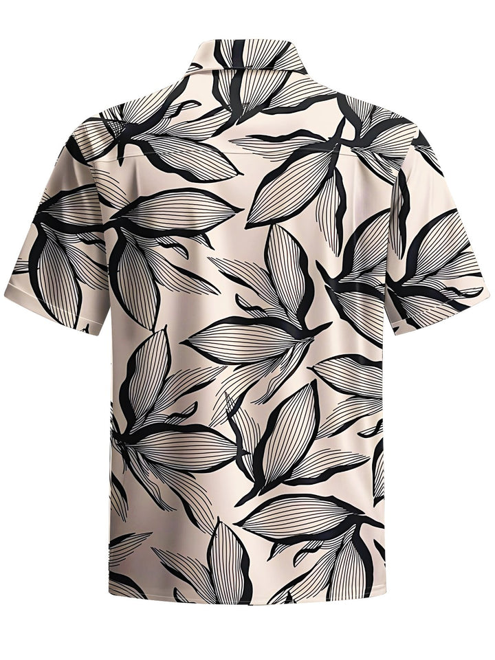 Alohadaddy® Vintage Floral Art Print Chest Pocket Mens Short Sleeve Shirt Big &amp; Tall